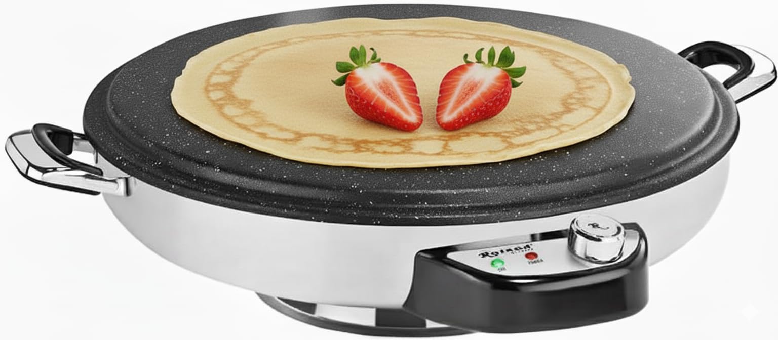Fladenbäcker 50cm – Elektrischer Pfannkuchen Yufka Katmer Gerät – 2300W, beschichtet, Temperaturregler, Edelstahl, 17474
