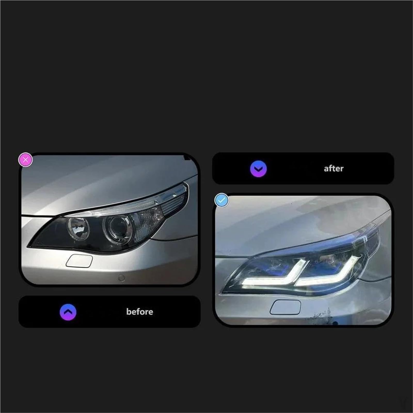Autoscheinwerfer Scheinwerfer, 2 Stück, für BMW E60 2003–2009 523i 530i, Frontlampe