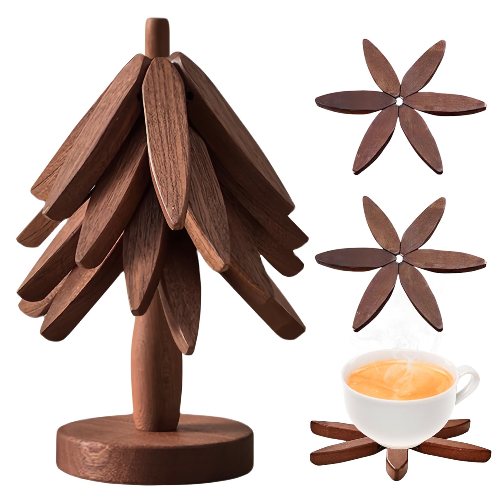 Arbre À Trivet - Pliable Dessous De Plat En Bois - Coussinets De
