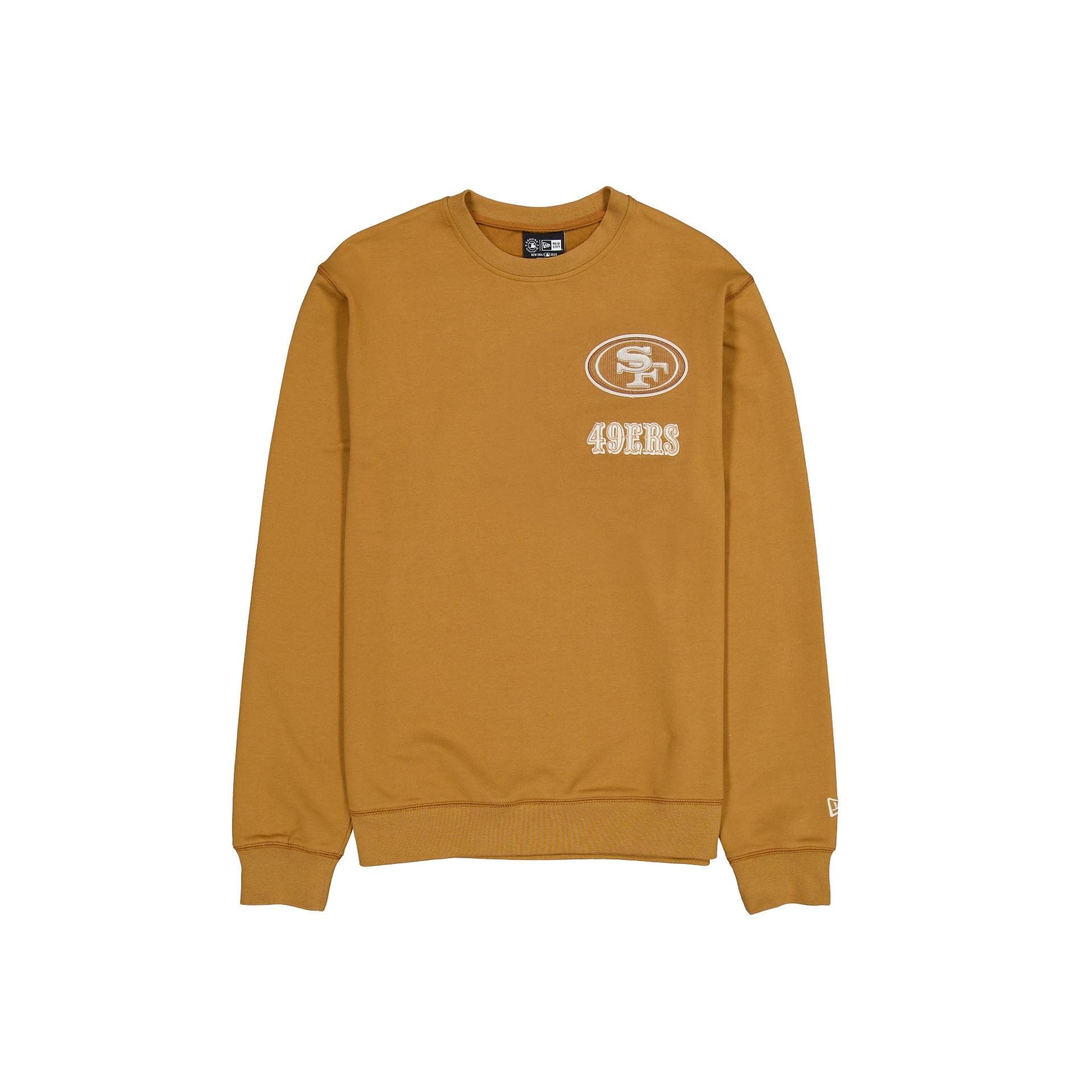 San Francisco 49ers Suéter Unisex de Cuello Redondo con Logotipo de la NFL, Color Bronce Claro