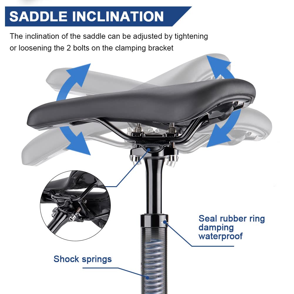 Tige de Selle de Vélo Suspendue à Ressort - Aluminium - Diamètre 27.2/30.9/31.6mm pour Vélo électrique/VTT/VTC/vélo de Ville/Autre