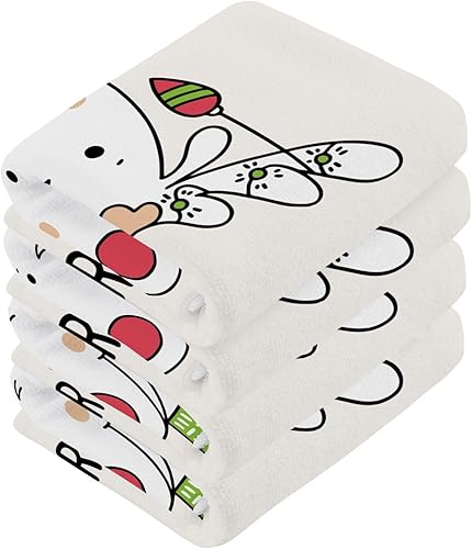 Miniatura 2 de ALAZA Cute Cartoon Christmas Deer Towels Cotton Washcloths Set,Soft Highly Absorbent Face Cloths,Fingertip Towels for Bath Fitness, Sports,Yoga,12''