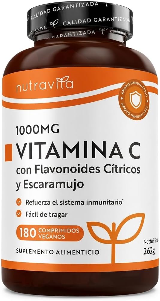 Nutravita Vitamina C 1000 mg con bioflavonoides y rosa mosqueta, 180 comprimidos