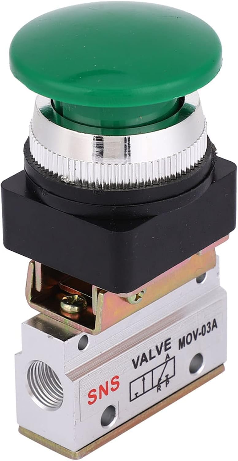 2 Position 3 Way Pneumatic Mechanical Valve MOV-03A G1/8" PT Mushroom Push Button Switch Air Mechanical Valve