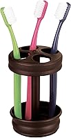 iDesign Olivia Bronze Metal Toothbrush Holder - 4-Slot Bathroom Organizer Stand, Durable Steel 3.25x3.25x5" Countertop Cup