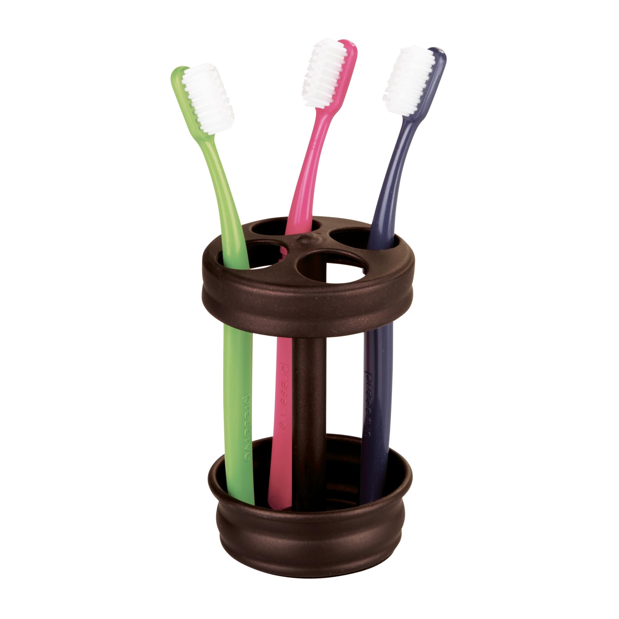 InterDesign Metal Toothbrush Holder Stand for Bathroom Vanity, Countertops, Alloy Steel, Bronze