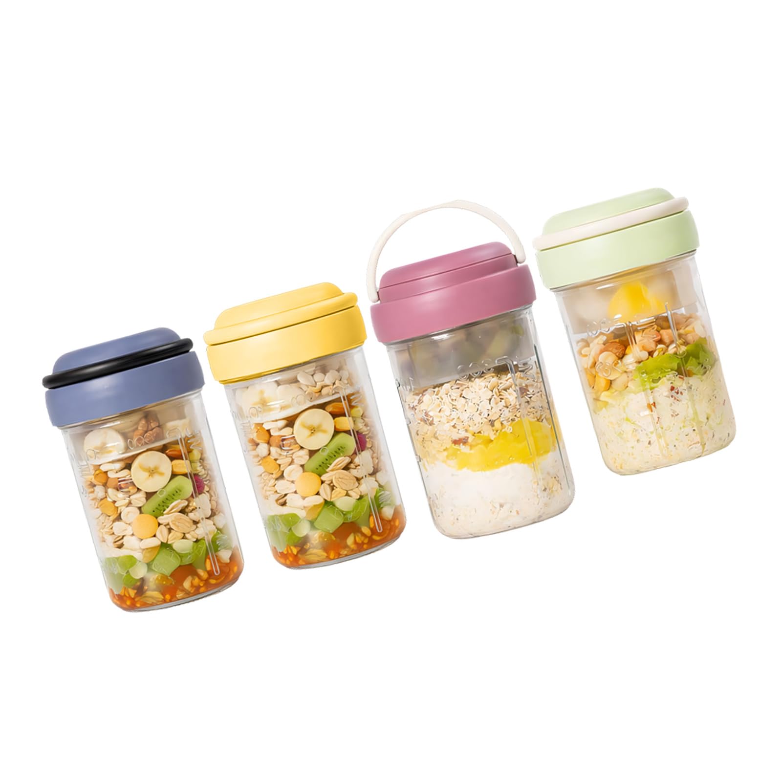 Msioytog 4/2 Piece Set of Foldable Spoon Storage Jars for Cereal Nut Yogurts and Snacks Easy to Carry Spill Safe Food Jar Foldable Spoon Storage Jar