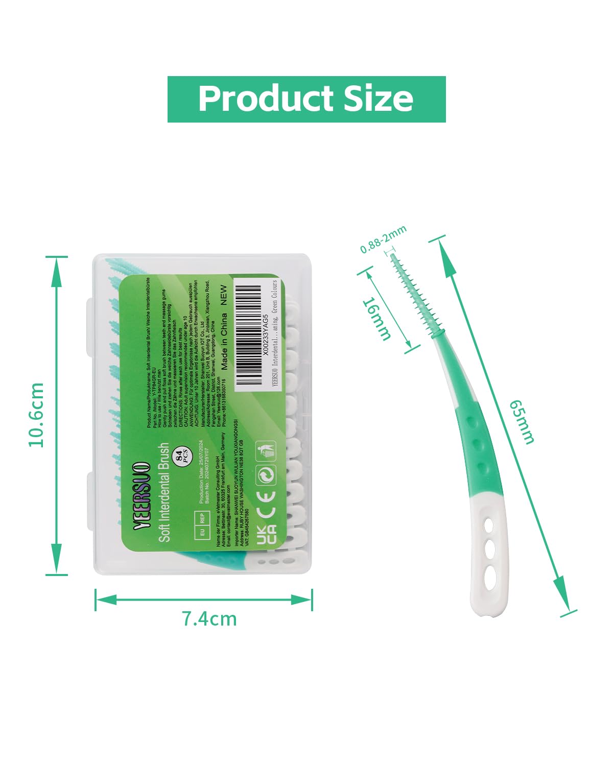 YEERSUO Silicone Interdental Brushes 84 PCS, Braces Brush Disposable Toothpick, Silicone Dental Brushes Tooth Flossing Picks - Image 2