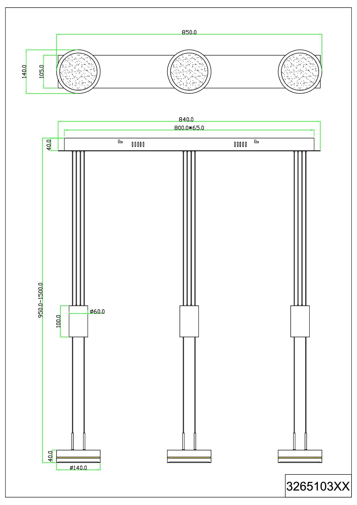 Trio Leuchten LED Pendelleuchte Franklin 326510342, Metall Anthrazit, inkl. 2x 9 Watt LED, Switch Dimmer