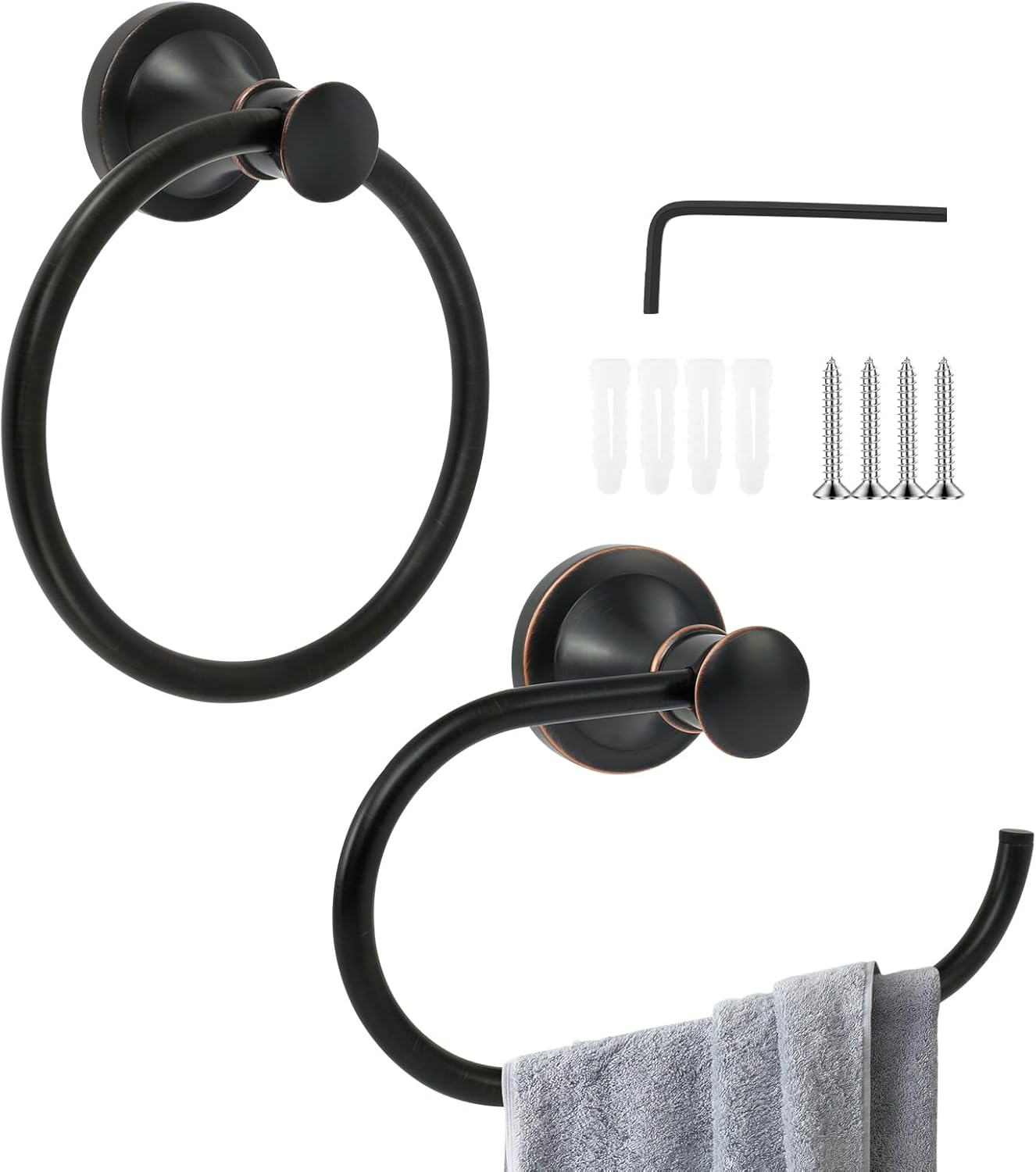 Toilet Paper Holder and Towel Set, Stainless Steel Ring Easy to Install and for Home Bathroom Kitchen