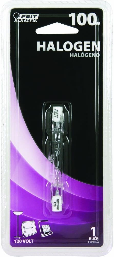 Feit Electric Bpq100t3/Cl/S 100 Watt Double Ended T3 Halogen Quartz Light Bulbs - 2 Pack