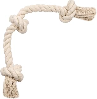 Barida Dog Products Tough Dog Rope Toy â€“ Chew Toys. Non Toxic and Natural White Cotton Rope Dog Toys. Interactive Dog Rope Toys for Medium Dogs Large Dogs, Dog Toy Rope, Dog Tug of War Toy, Teething