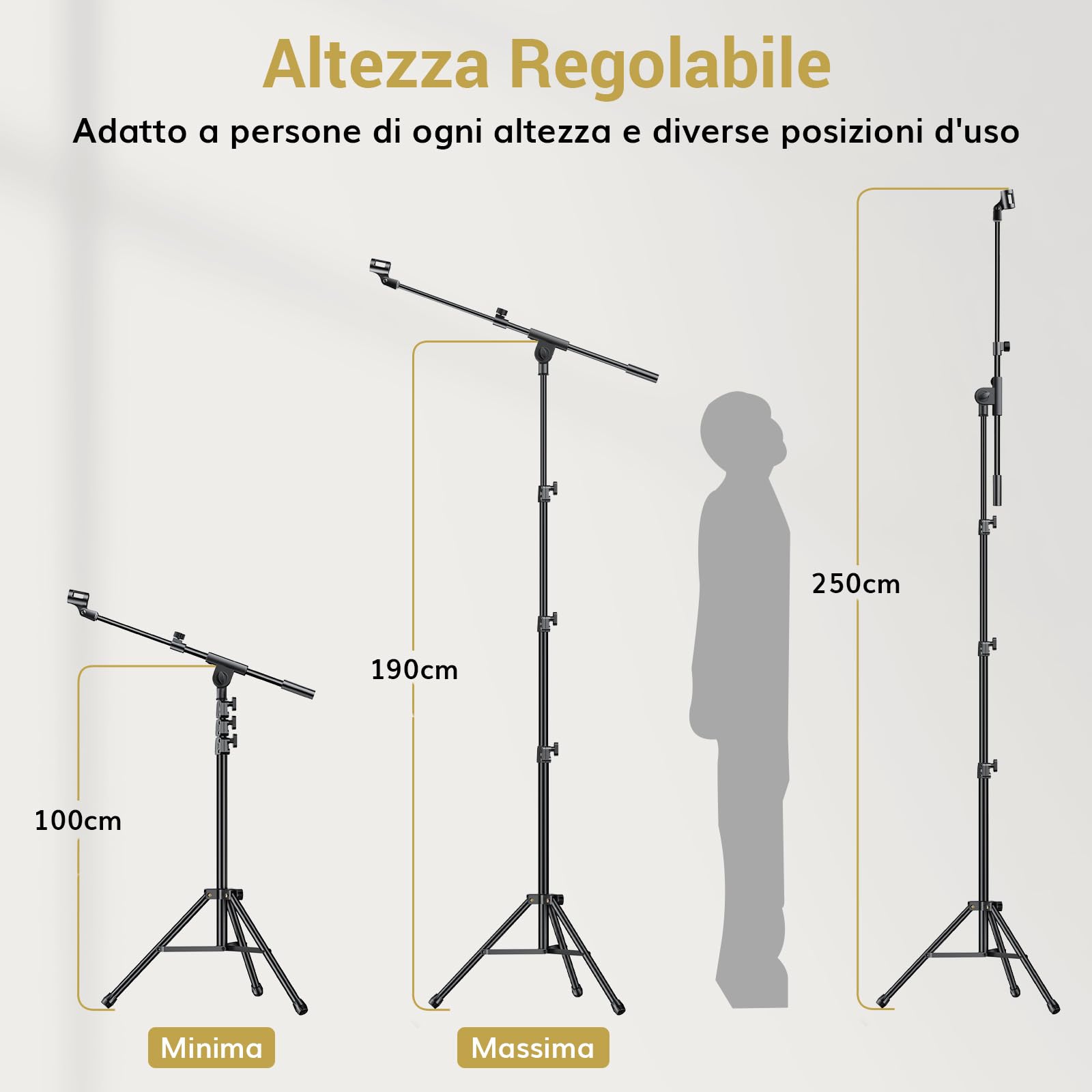 TONOR Microfono Karaoke XLR con Supporto Robusto, Microfono Dinamico per Canto, Pickup Cardioide, Struttura Interamente in Metallo, Compatibilità con Mixer DJ, PA, 500 cm, K1+