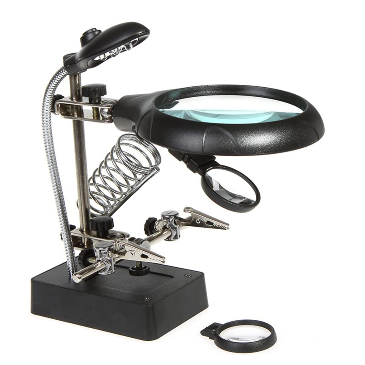 Loupe 3,5X et 12X avec support trois mains et lames pour microscope optique