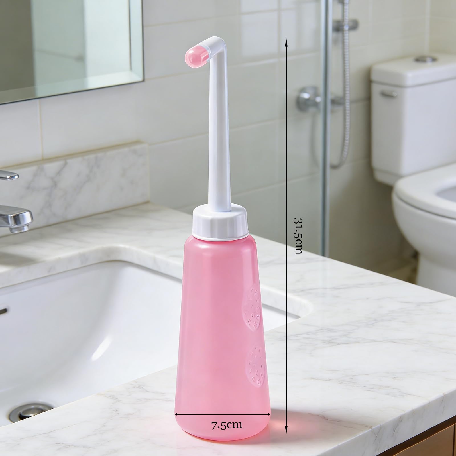 500ml Botella Perineal Postparto, Bidet Portatil para Mujeres，Botella Lavado Perineal Postparto para Maternidad, Ideal para Higiene Intima, Ducha Vaginal, Limpieza Anal, Cuidado Postnatal, Rosa — view 6