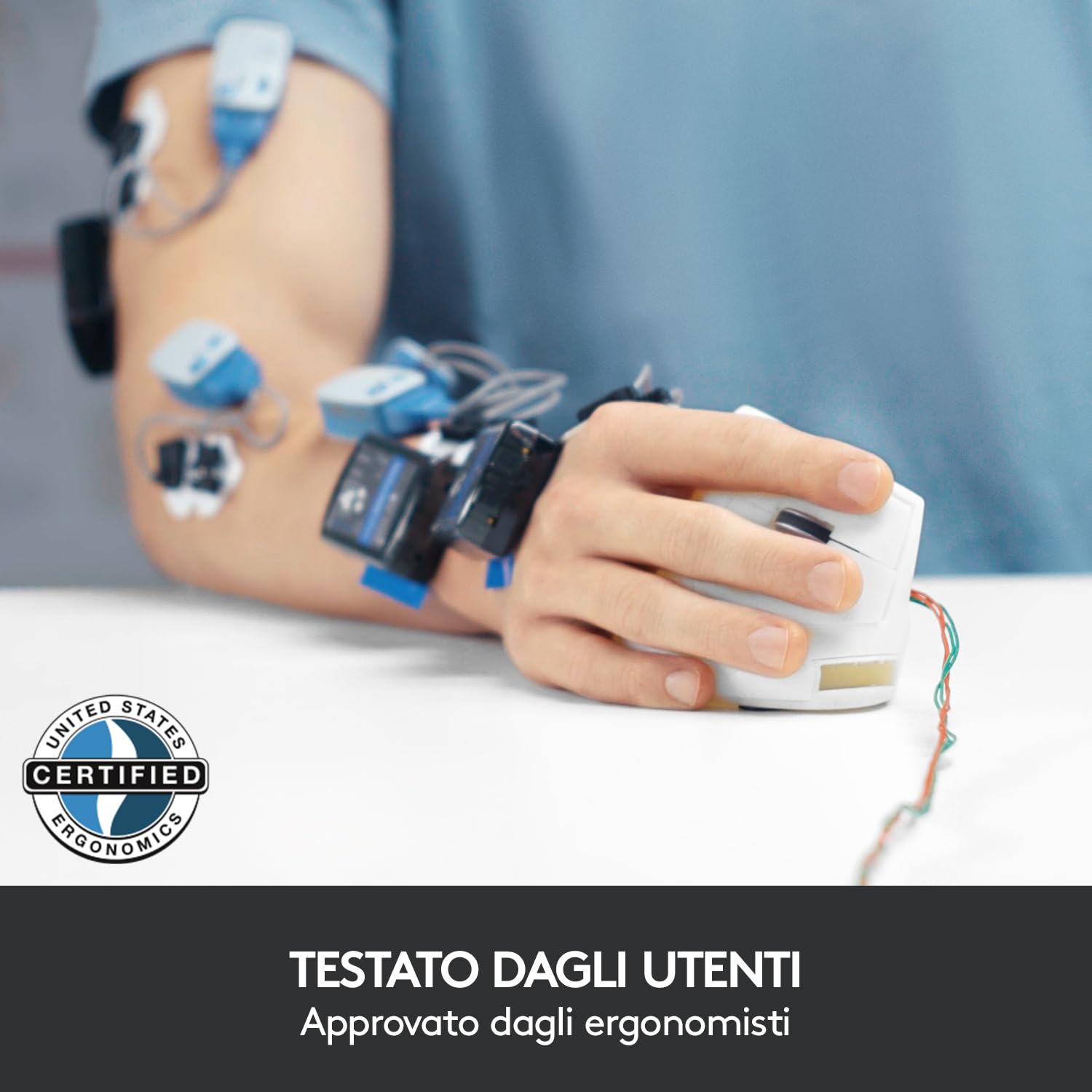 Logitech MX Mouse Verticale Wireless Ergonomico, Multi-Dispositivo, Bluetooth o 2.4GHz Ricevitore USB Unifying, Rilevamento Ottico 4K DPI, 4 Pulsanti, Ricarica Rapida, PC-Mac-iPadOS, Grigio