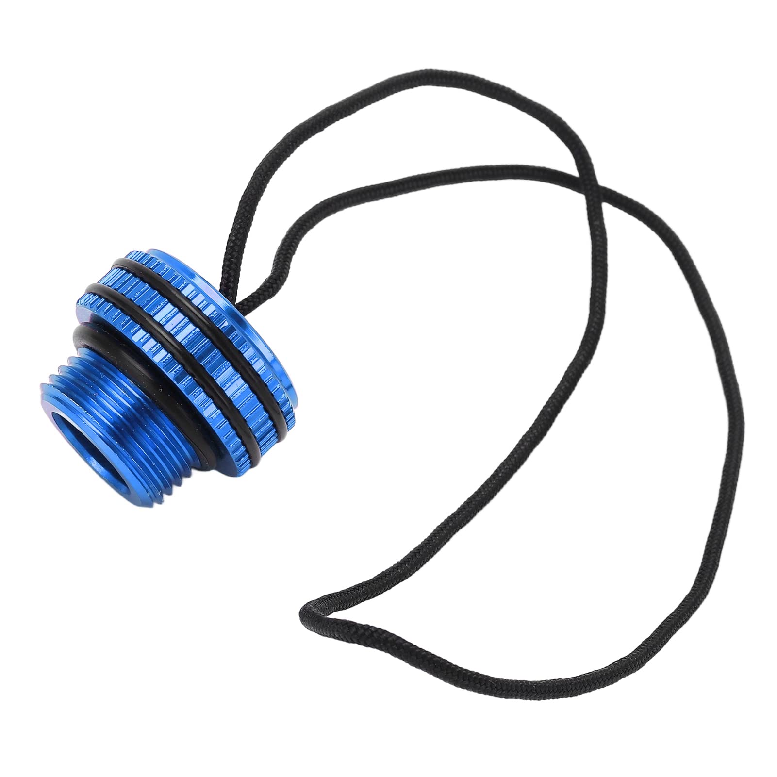 Scuba Diving Tank Valve Dust Plug Cap Protector Cover Dive DIN Tank Cover with Cord Premium Aluminum Alloy Corrosion Resistant for Scuba Divers 2.3cm Outer Diameter 1.4cm Inner (Blue)