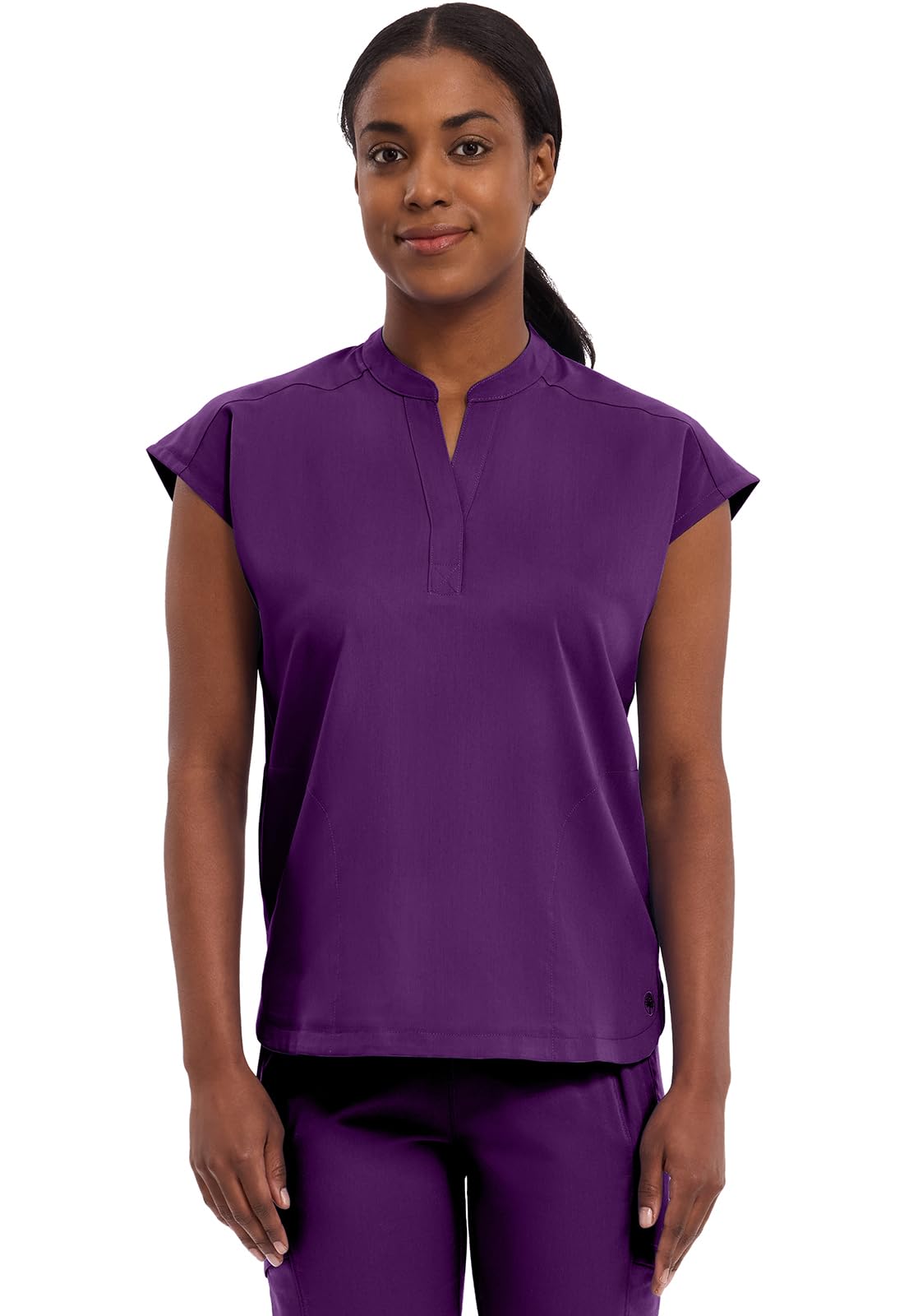 Healing Hands Women's Scrub Top Relaxed Fit Journey Top - 2 Pockets with Knit Details, Dolman Sleeve and Rounded Hem - 2152