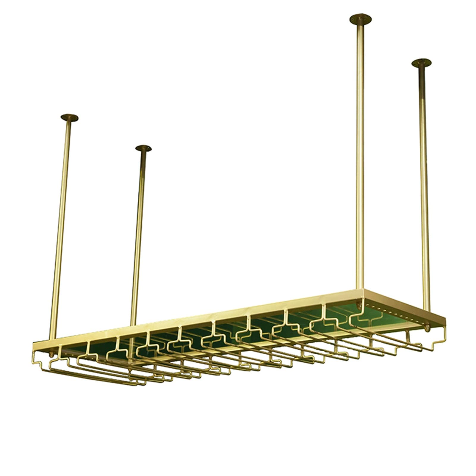 Estante de vino de techo, soporte de metal para copas de vino, almacenamiento decorativo para armario de cocina, barra de cocina, estante para copas de vino fácil de instalar, estante debajo del