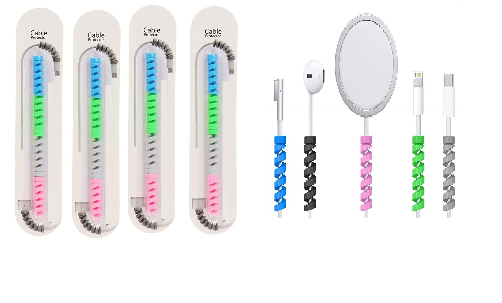 Charging Cable Protector Cable Protective Spiral Tube Wire Protectors Cord Sleeve Line Saver for All Types of Accessories Cables Pack 4 (16 PCS)-image-29