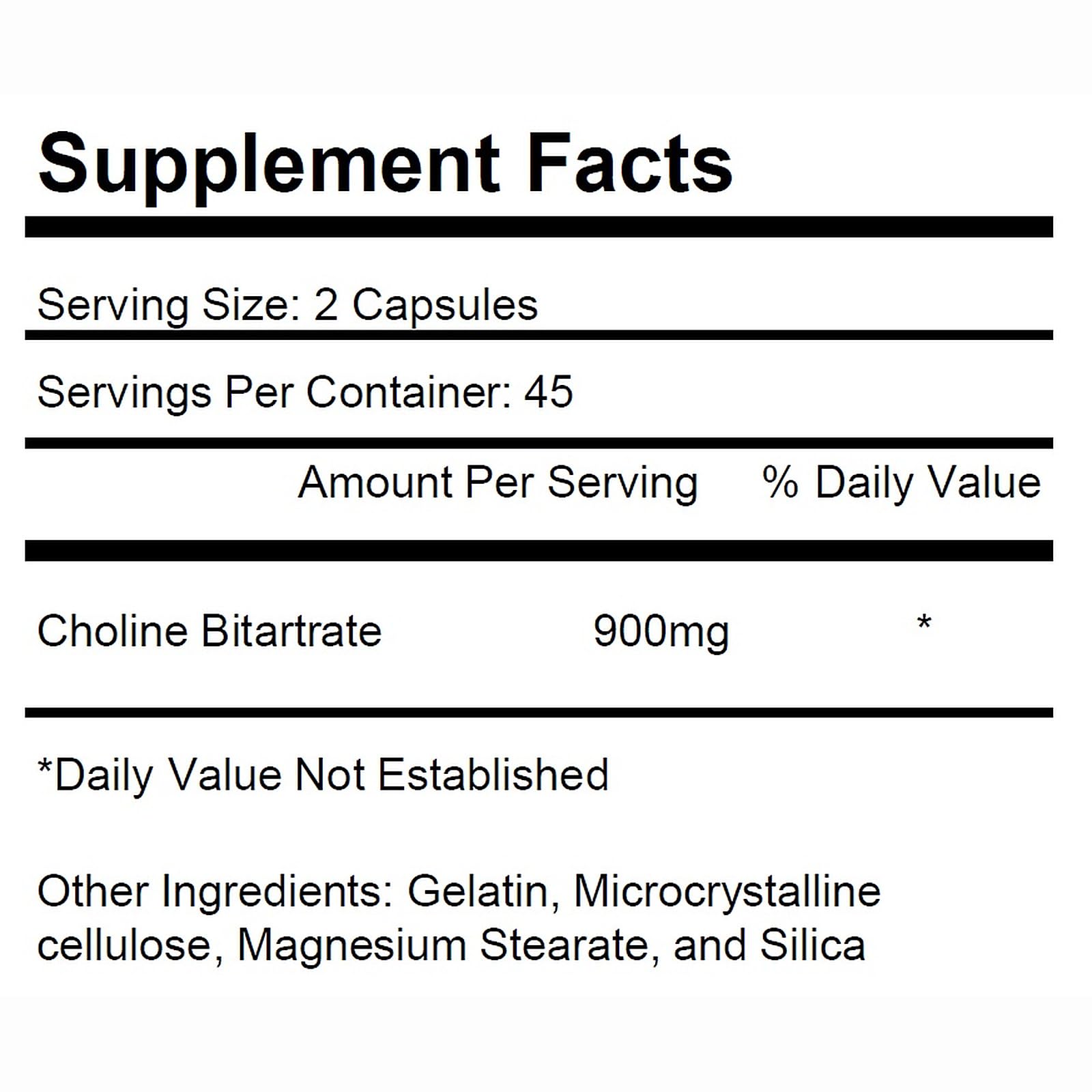 2 Bottles Choline Bitartrate 900mg Per Serving 180 Total Capsules KRK Supplements — Amazon image 5