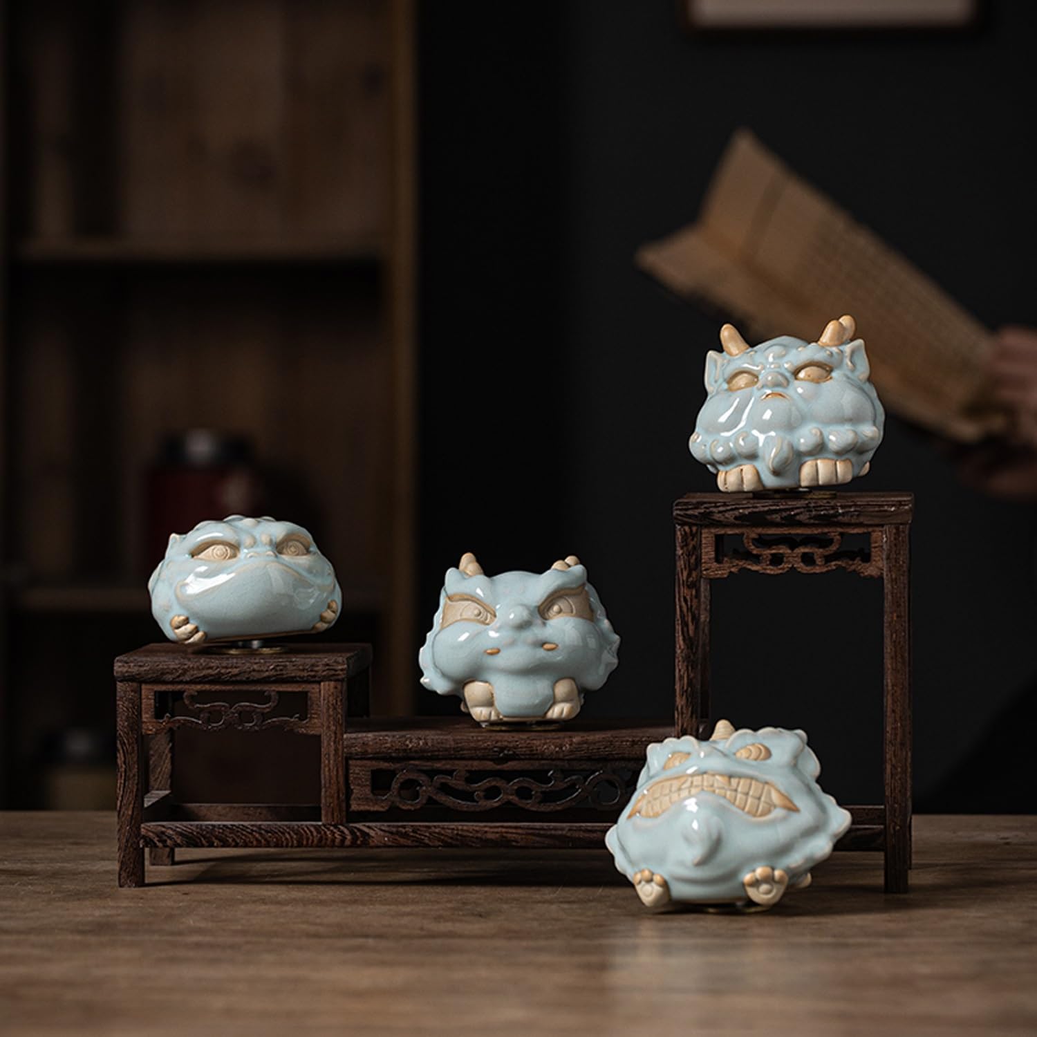 Figurka Boskiej Bestii Ceramiczna Herbata Zwierzę Biurko Ozdoba, Prezenty Dekoracji Stołu Herbaciarni(A)