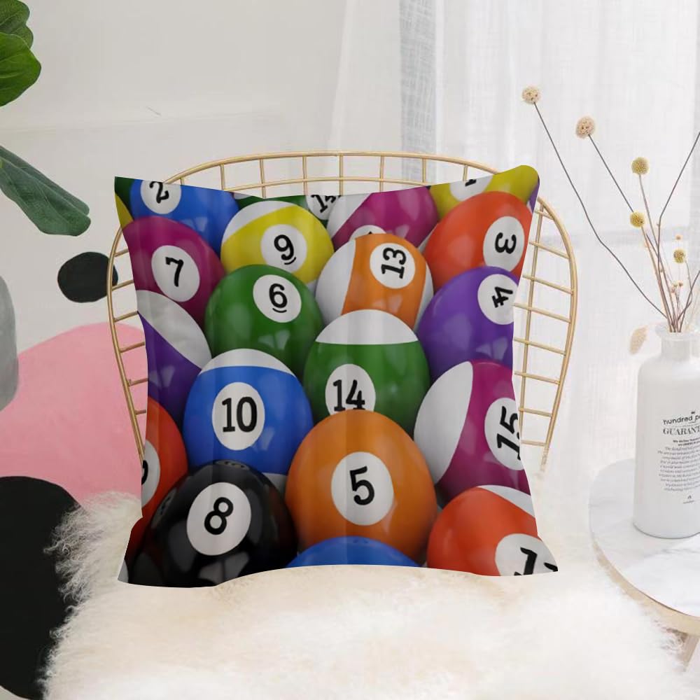 HYMSXW Cushion Cover,Throw Pillow Case Home Decorative for Living Room Bedroom Sofa Chair 20X20 Inch,The stacked image of multi-color numbered billiard balls,Pillowcase 50X50cm