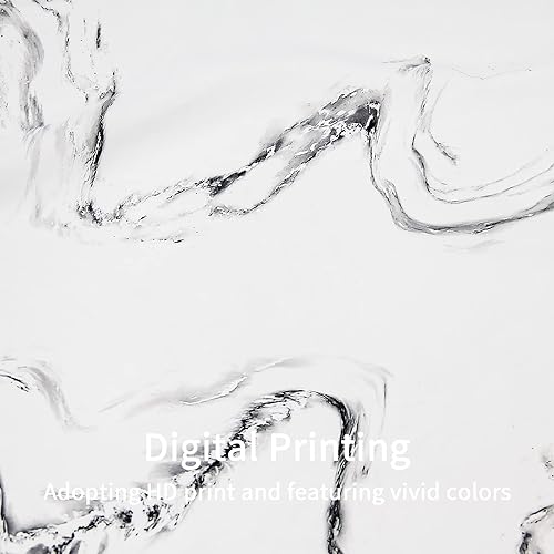 Miniatura 2 de MitoVilla Juego de cortinas de ducha de mármol blanco, cortina de ducha abstracta para decoración de baño, cortina de ducha de tela de lujo para