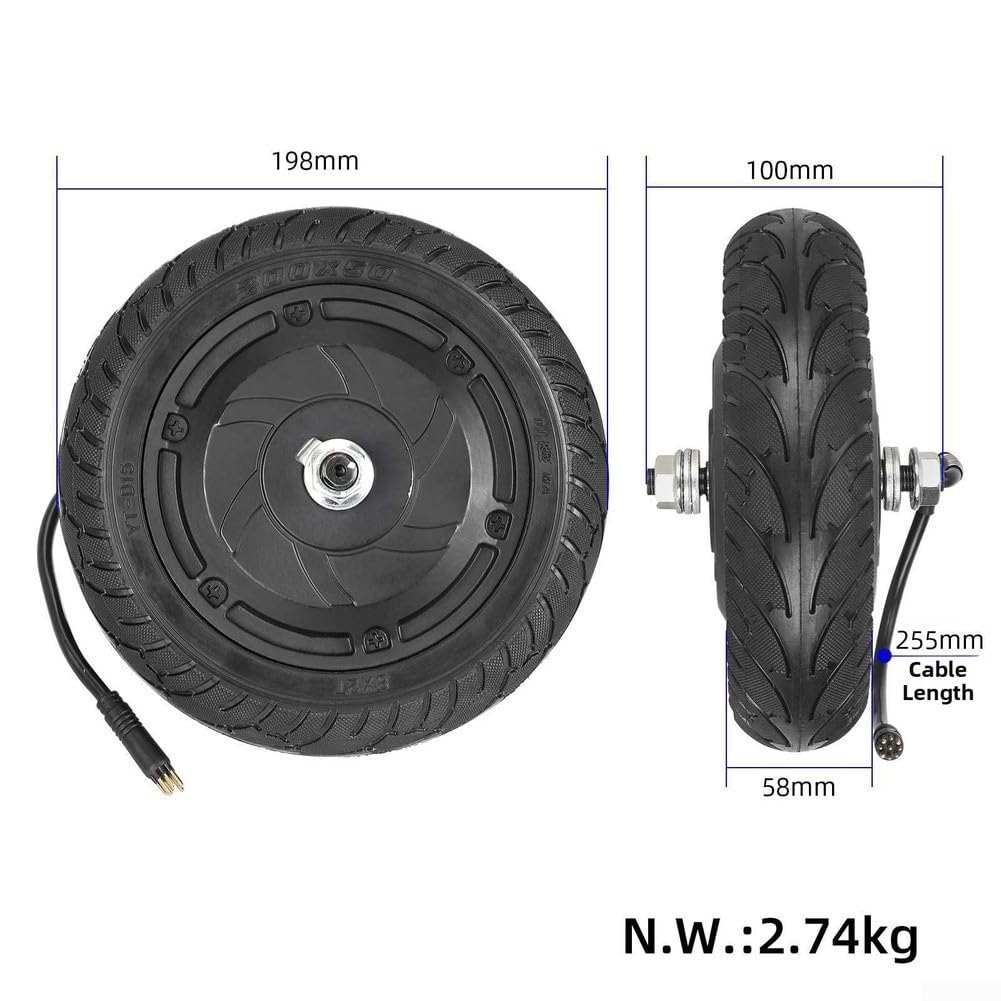 Moteur de moyeu de scooter en alliage d'aluminium 350 W noir