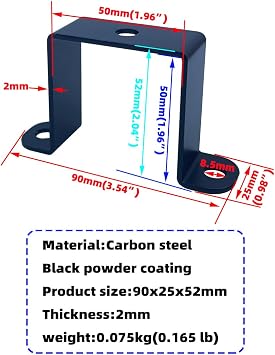 4 PCS 2x2 Square Tube Strap Clamps, 2 inch pipe strap, metal u clamp bracket for mounting,Powder Coated Black