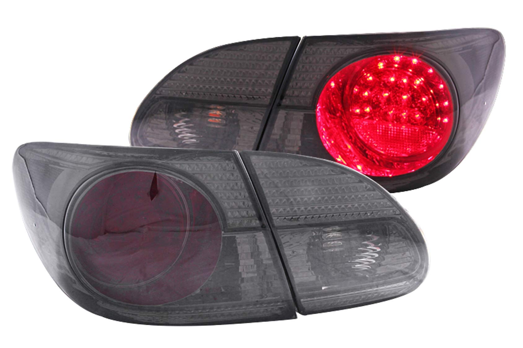 AnzoUSA 321270 Red/Smoke LED Taillight for Toyota Corolla - 4 Piece - (Sold in Pairs)