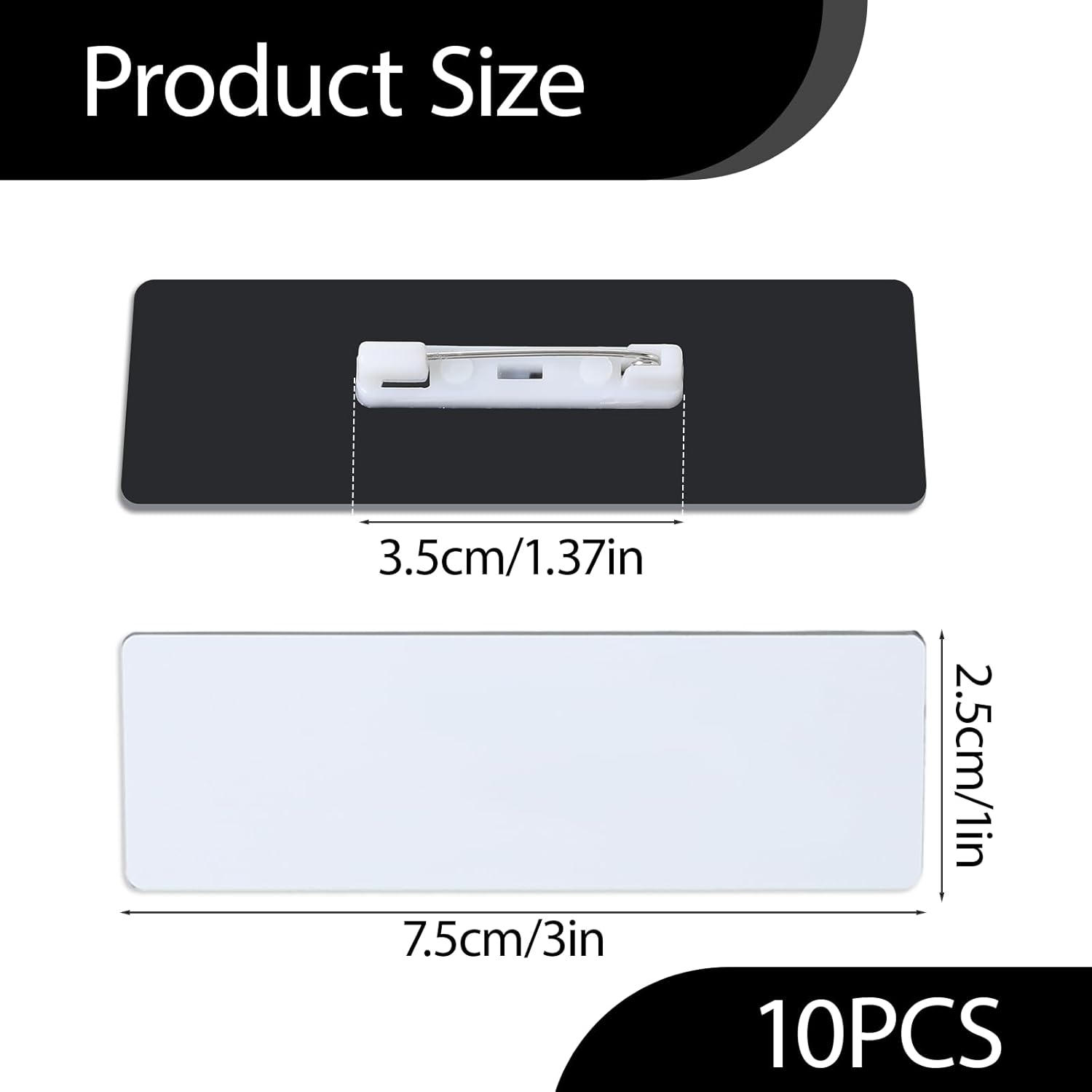 10 Pack Name Tag Pin, Personalized Blank Name Tags with Clips for Office Workers Business and Personal Use, 1.5 X 3 Inch - Image 2