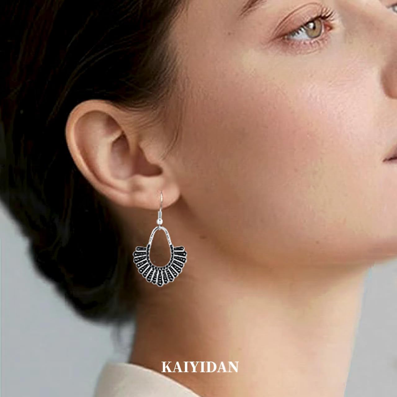 Silver Dangle Earrings For Women Trendy,Boho Cute Drop Western Earings,Vintage Gothic Ethnic Statement Beach Vacation Long Earrings with Leaf Teardrop Turquoise Crystal Tassels,Fashion Jewelry Birthday Gift. image 3