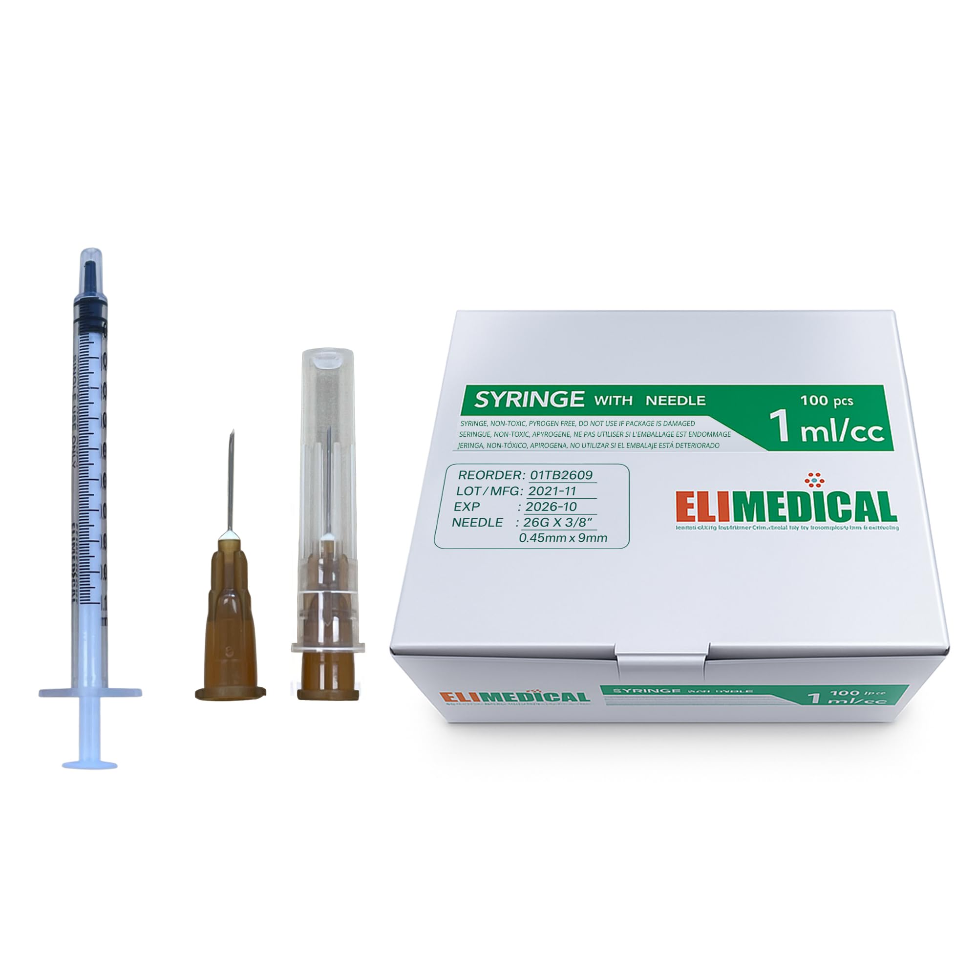 Amazon.com: Elimedical Veterinary Syringe Luer Slip 1cc (1ml) TB