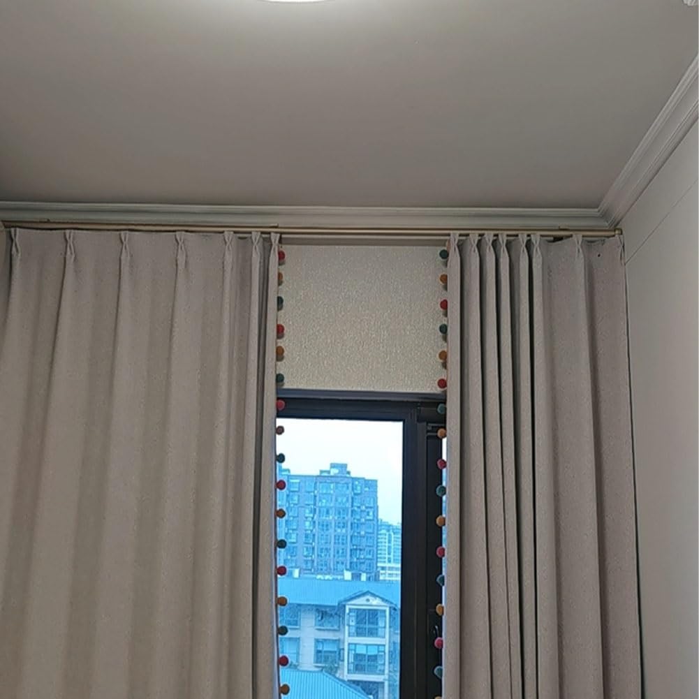 Tringle à Rideaux avec Embouts Ronds, Tringle à Rideau avec Supports, Rail De Rideau Pour Bureau, les salons, les espaces(Blanc,1.90 m (6.2 ft))