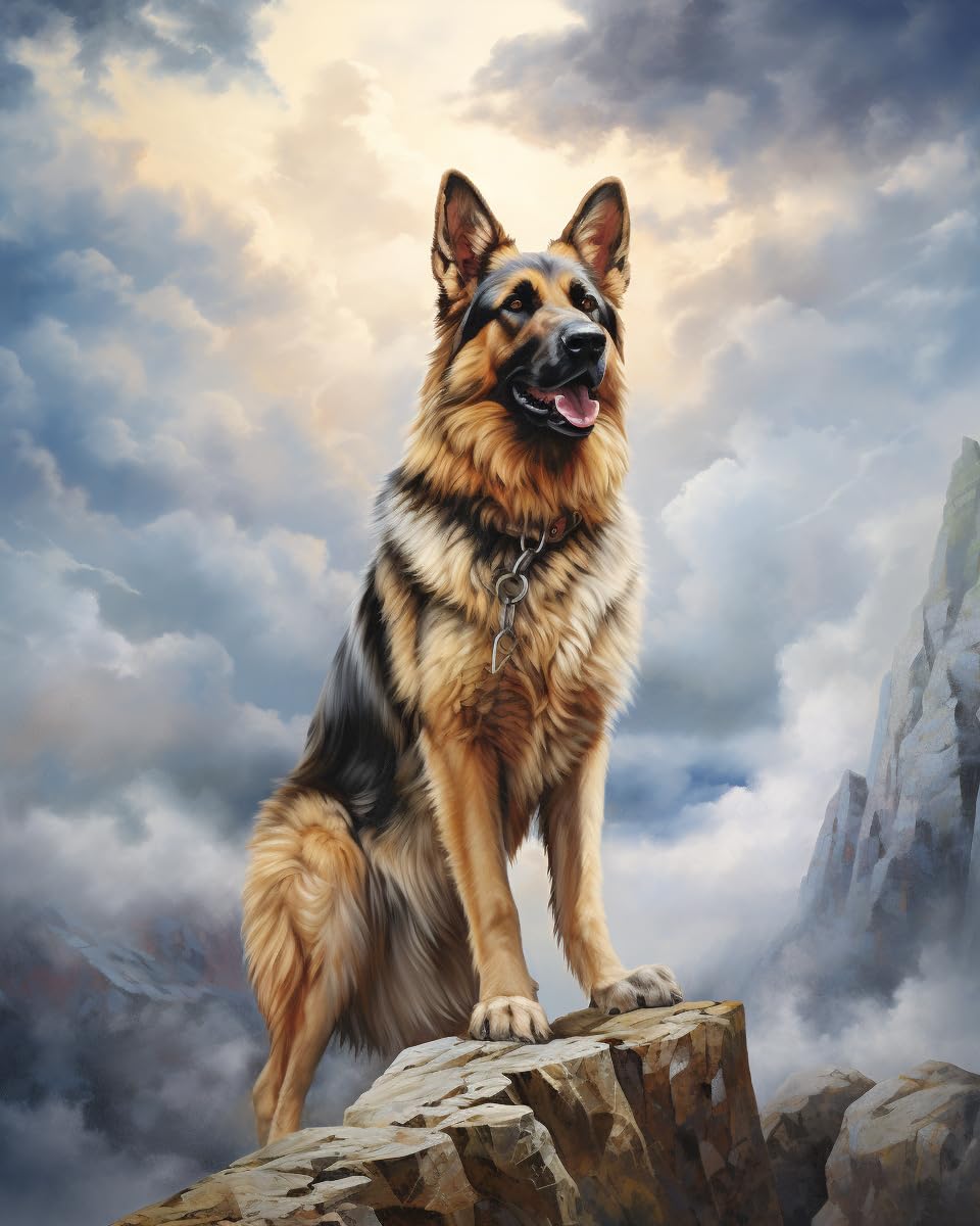 Cross-Stitch Stamped Kits, Precious German Shepherd Dog, Needlepoint Counted Cross Kits for Beginners, Embroidery Kits Arts and Crafts for Home Decor(11CT No Frame,16x20 inch)