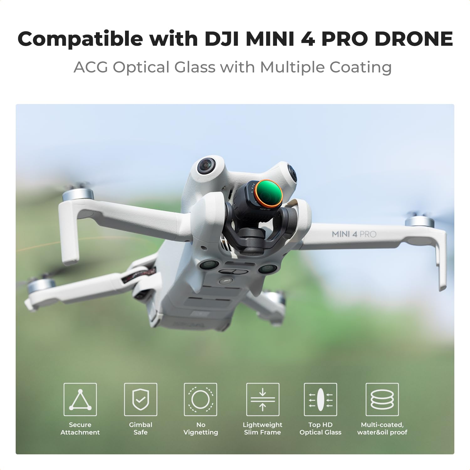 K&F Concept UV CPL ND2-32 ND32-512 Kit Compatible with DJI Mini 4 Pro - Image 2