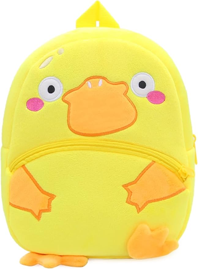 HappyChild Toddler School Bag Plush Cartoon Mini Preschool Bag for Baby Girl Boy 2 to 5 Years 2.O YELLOW DUCK KID