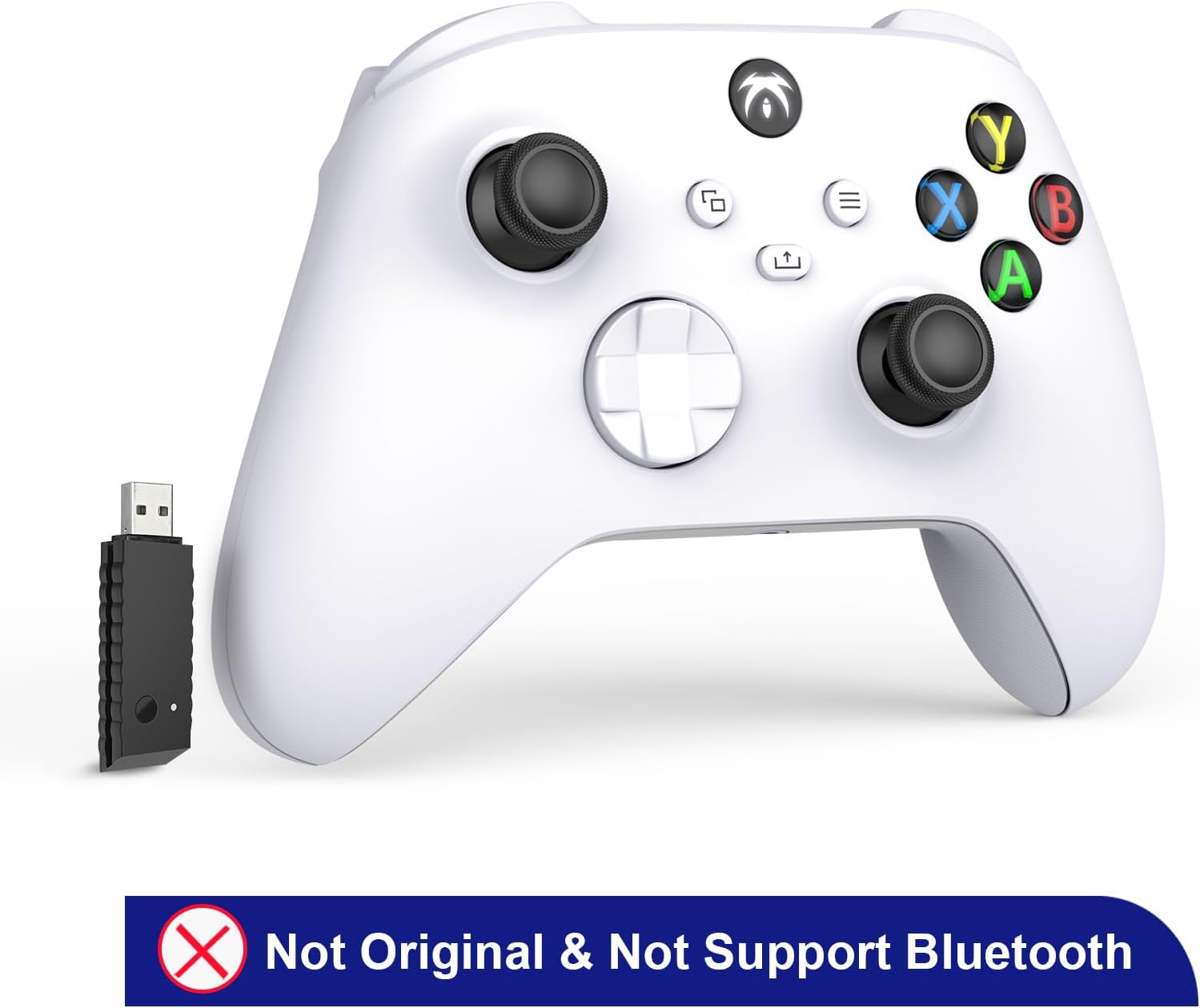 (Required Software Upgrade) Wireless Controller 2.4GHZ Compatible with Xbox One X/S, for Xbox Series X/S; for PC Windows 7/8/10, Gamepad with Share Button/3.5mm Headphone Jack/2.4GHZ Adapter(White)