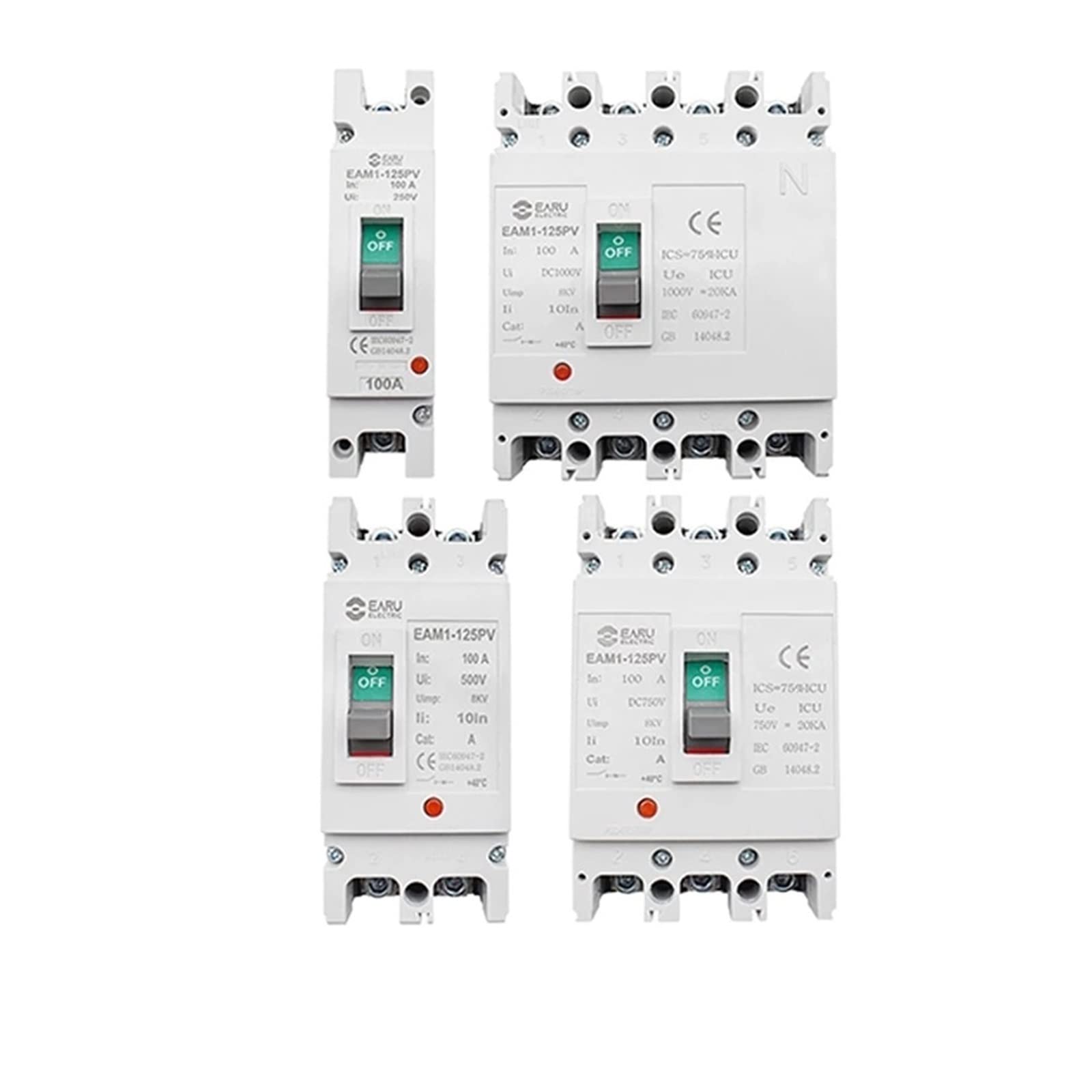 BJPCTUSF DC 1000V 500V Circuit Breaker 2P 3 4 Poles Mccb 48V 72V 96V 200V 250V Voltage 100A 160A 200A 250A 400A 630A PV Solar Protector(200A,4P DC1000V)