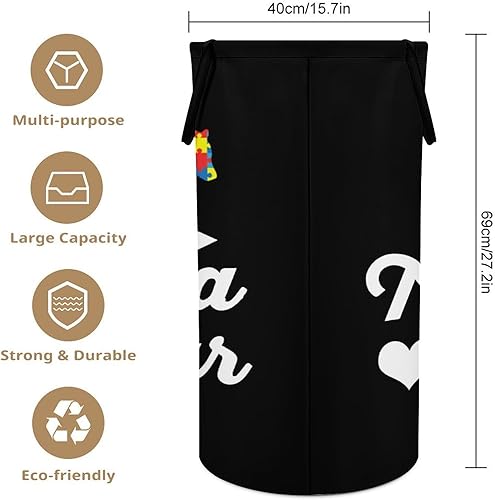 Miniatura 2 de Mama Bear Autism Awareness Collapsible Laundry Basket Large Tall Dirty Clothes Hamper Storage Bag Blanket Organizer