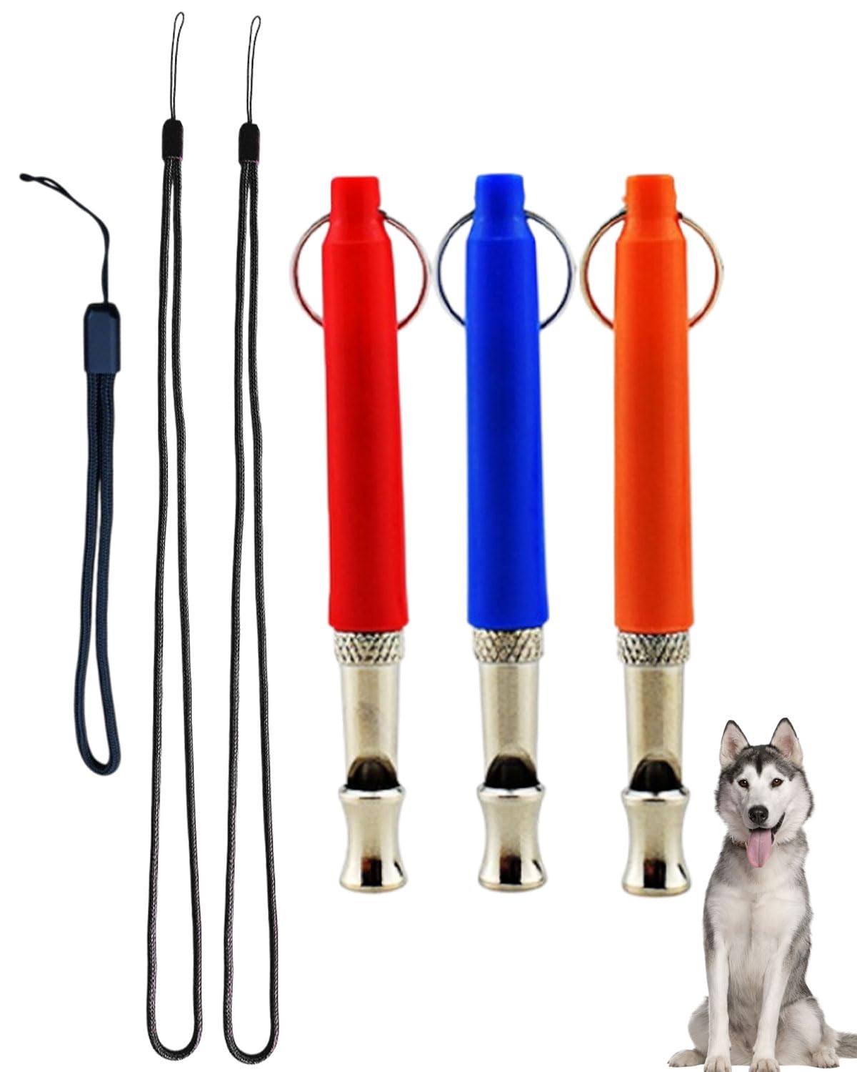 Fischietto per cani 3 pezzi, fischietto per cani ad alta frequenza, silenzioso, fischietto per cani, richiamo, ascolta di abbaiare e addestrare il tuo cane, frequenza regolabile