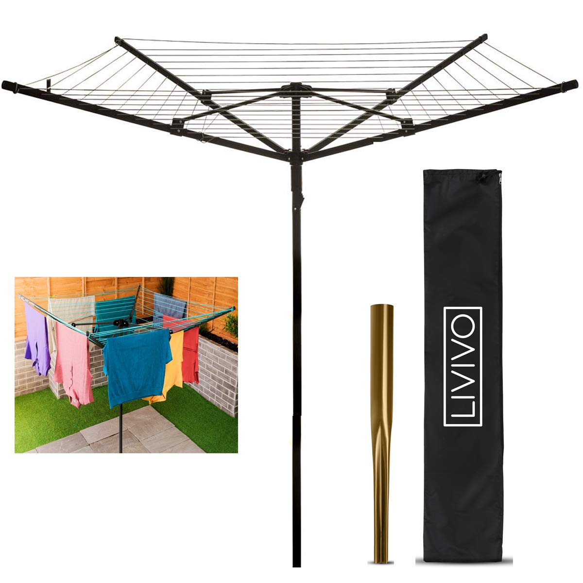 Buy LIVIVO FiNeWaY HEAVY DUTY 4 ARM ROTARY GARDEN WASHING LINE CLOTHES AIRER DRYER 45M WITH Buy LIVIVO FiNeWaY HEAVY DUTY 4 ARM ROTARY GARDEN WASHING LINE CLOTHES AIRER DRYER 45M WITH