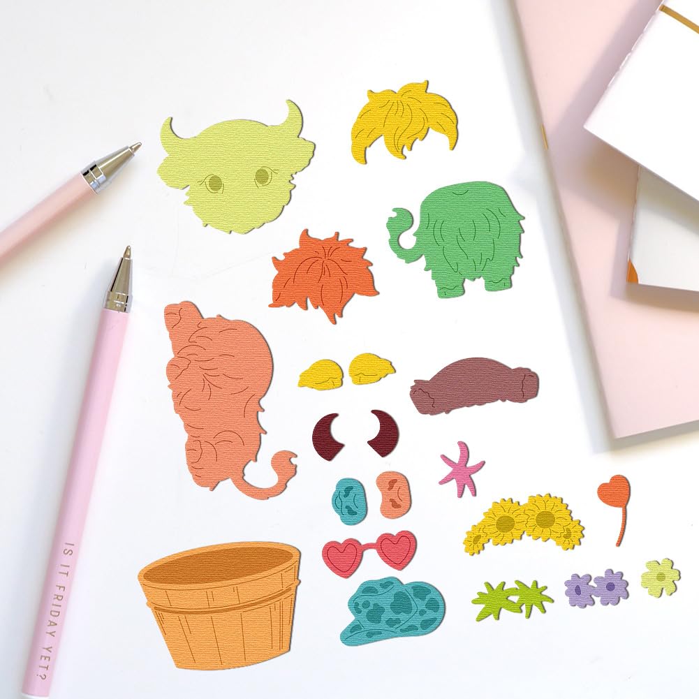 DELORIGIN Highland Cattle Cutting Dies Flower Cute Cow Card Making Die Stencil Metal Die Cuts Card Scrapbooking Embossing Template Dies for Greeting Cards Craft Paper Album Invitation Festive Decor - Image 4
