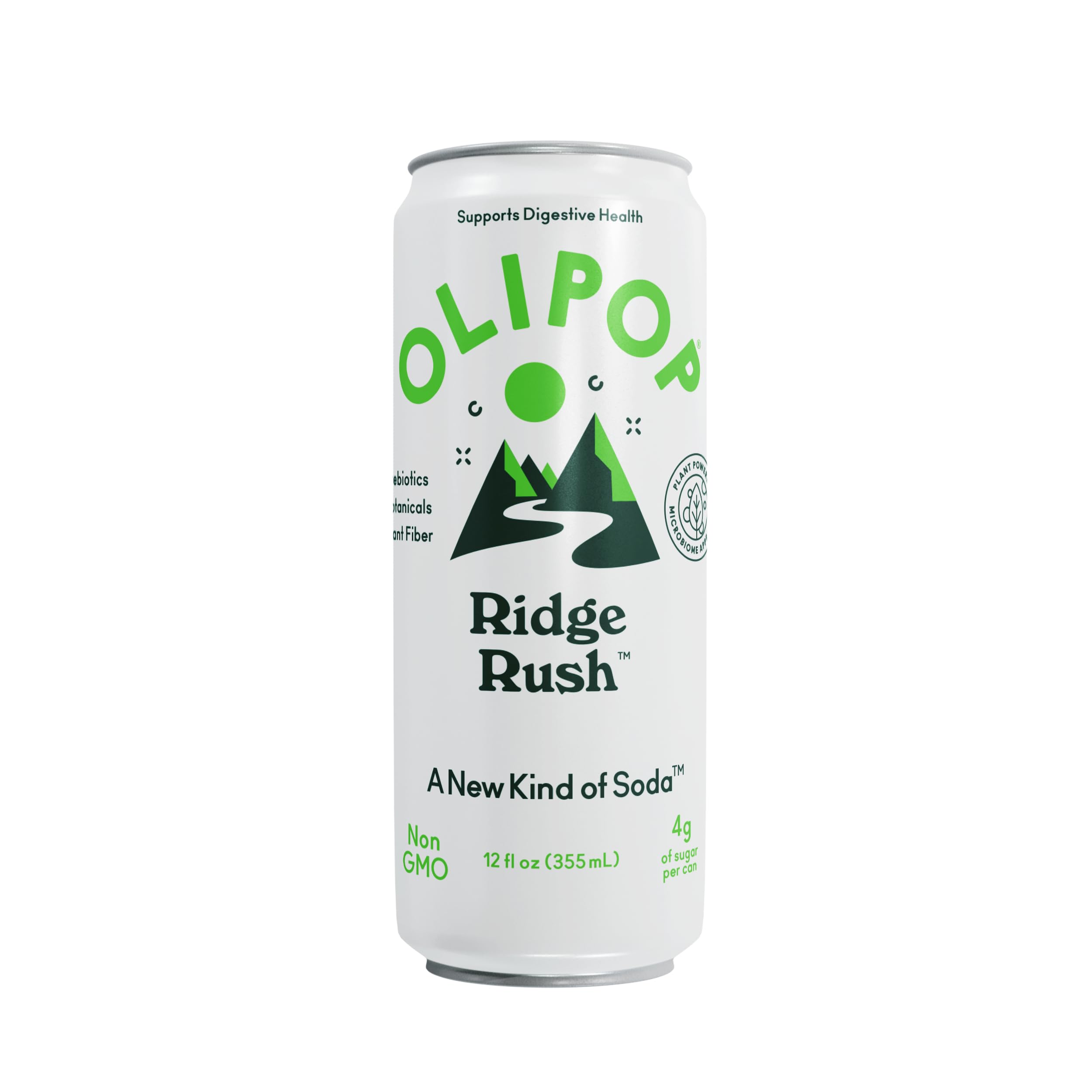 OLIPOP Sparkling Prebiotic Soda,Ridge Rush,Pantry Pack Packed with Prebiotics,Fiber,and Botanicals,Gluten Free,Vegan,GMO Free,12oz Skinny Can,(Pack of 24)