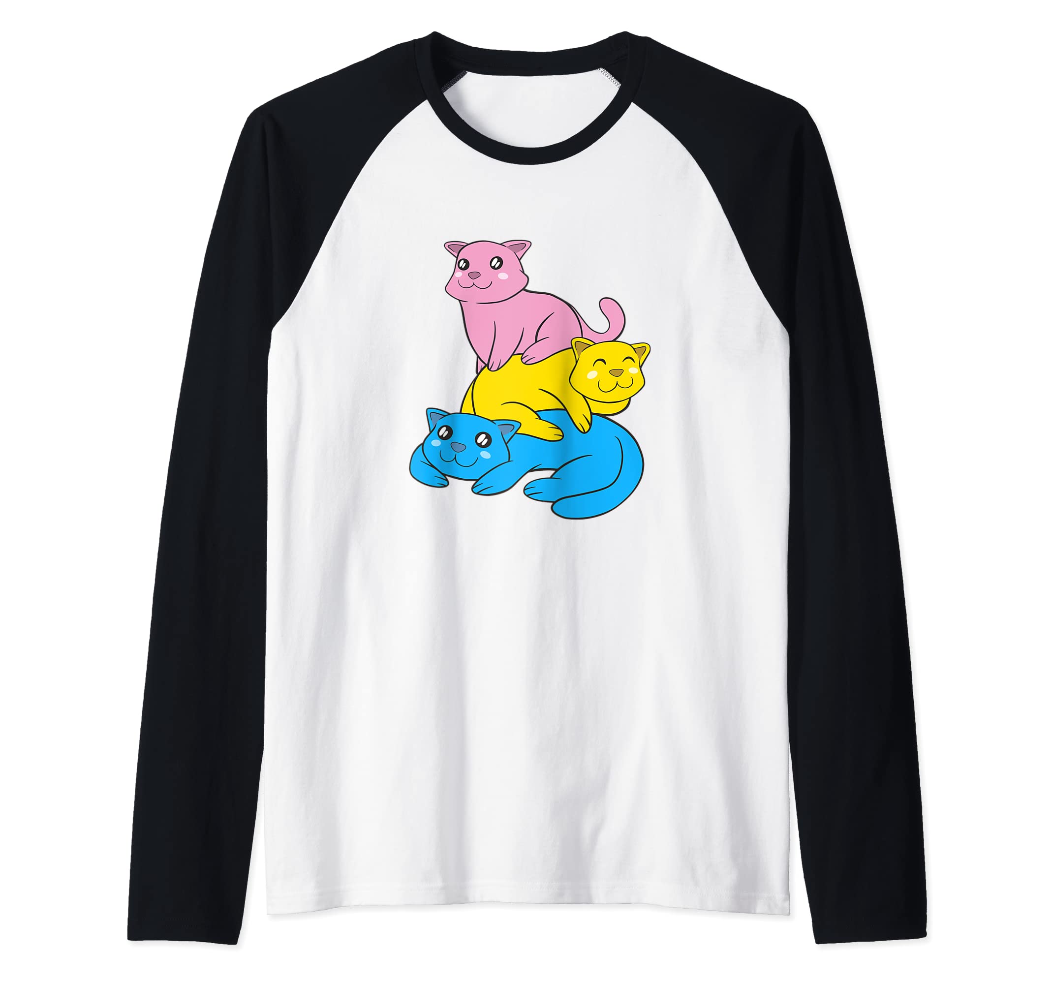 Pansexuality Flag Cats "Pan"-Pride Color Raglan Baseball Tee