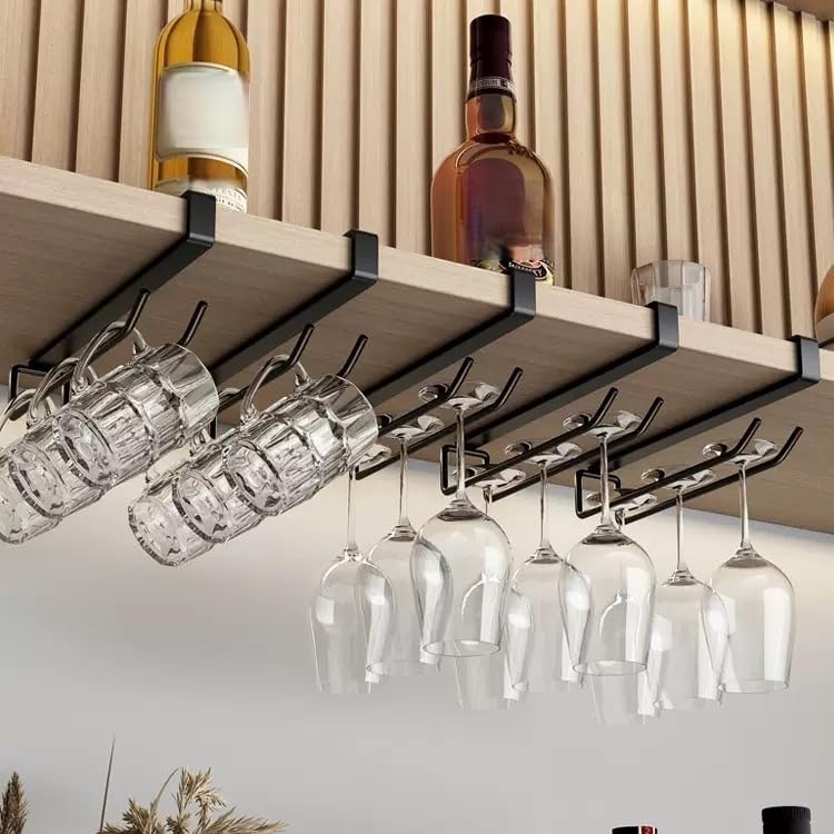 Catálogo para Comprar On-line Soportes para copas . 48 Seebemxx - Soporte para copas de vino debajo del gabinete, 2 unidades, estante para colgar debajo del gabinete, estante para copas de vino, organizador de almacenamiento para...