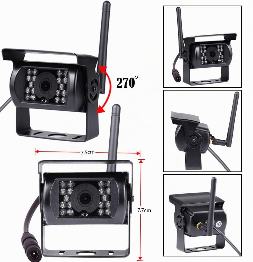 Système de caméra de recul numérique sans fil, écran divisé AHD de 7 pouces avec caméra de recul étanche IP69, vision nocturne infrarouge, double caméra de recul pour camion/remorque/camping-car/van
