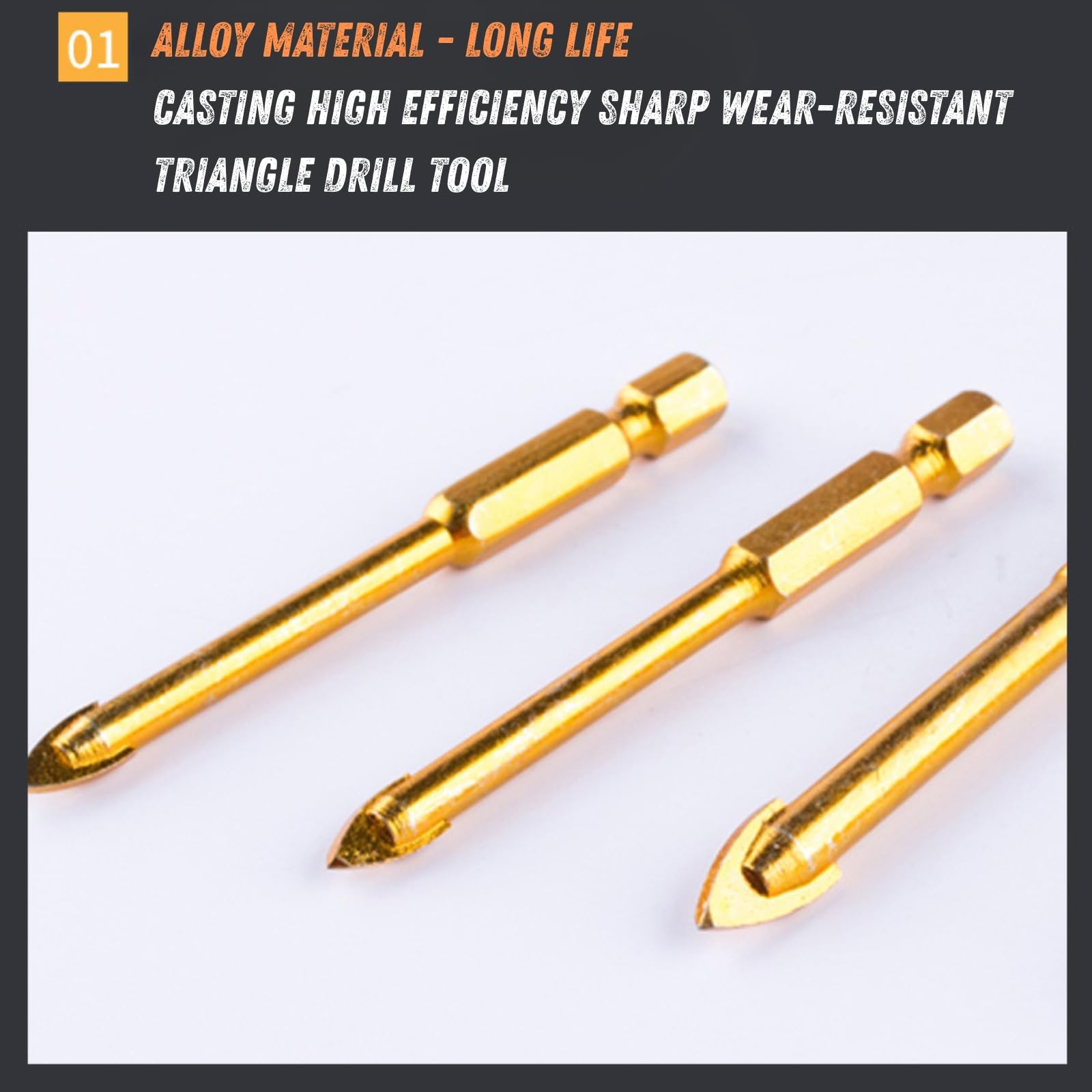 Boxonly 6mm Tungsten Carbide Tile Drill Bit, Flat Tip Hex Shank for Ceramic Porcelain, Glass, Brick - Image 3