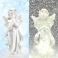 Vista 3 de Globo de nieve musical de ángel: luces de estatua de ángel rezando, decoración de festival para el hogar, día de la madre, regalo de cumpleaños